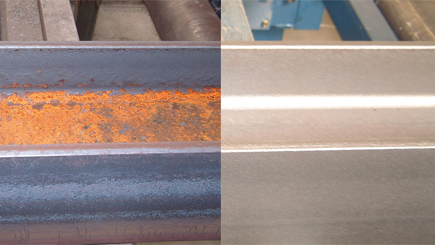 Profil före och efter blästring